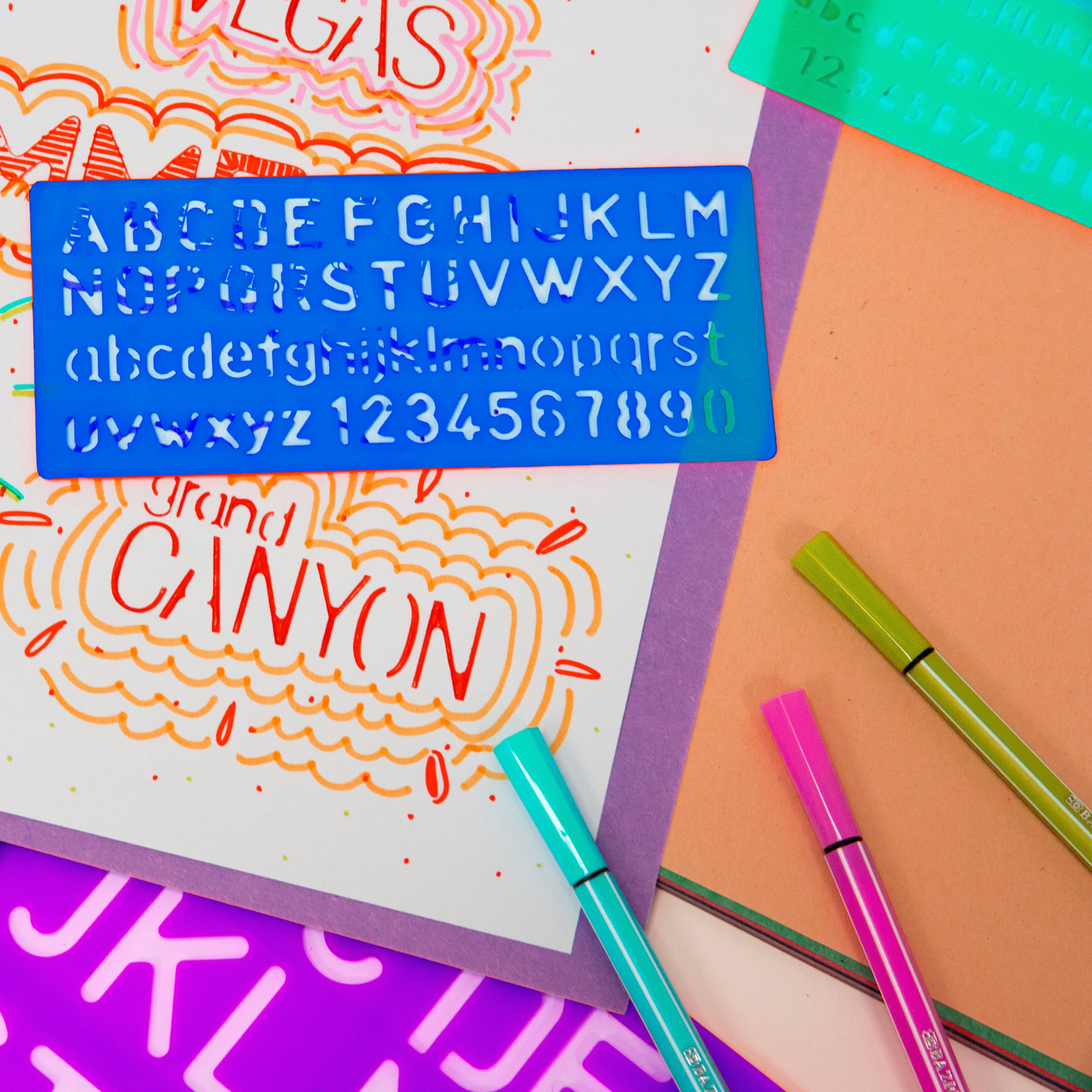 BAZIC 8, 10, 20, 30 mm Size Lettering Stencil Sets