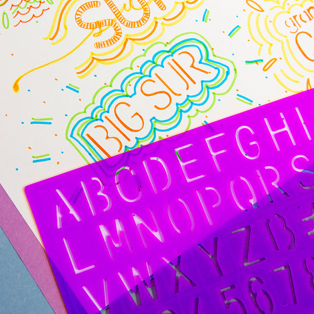 BAZIC 8, 10, 20, 30 mm Size Lettering Stencil Sets