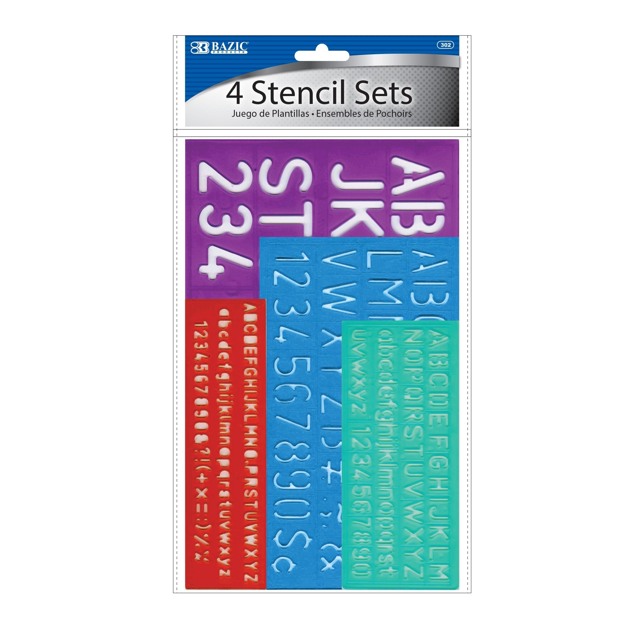 BAZIC 8, 10, 20, 30 mm Size Lettering Stencil Sets