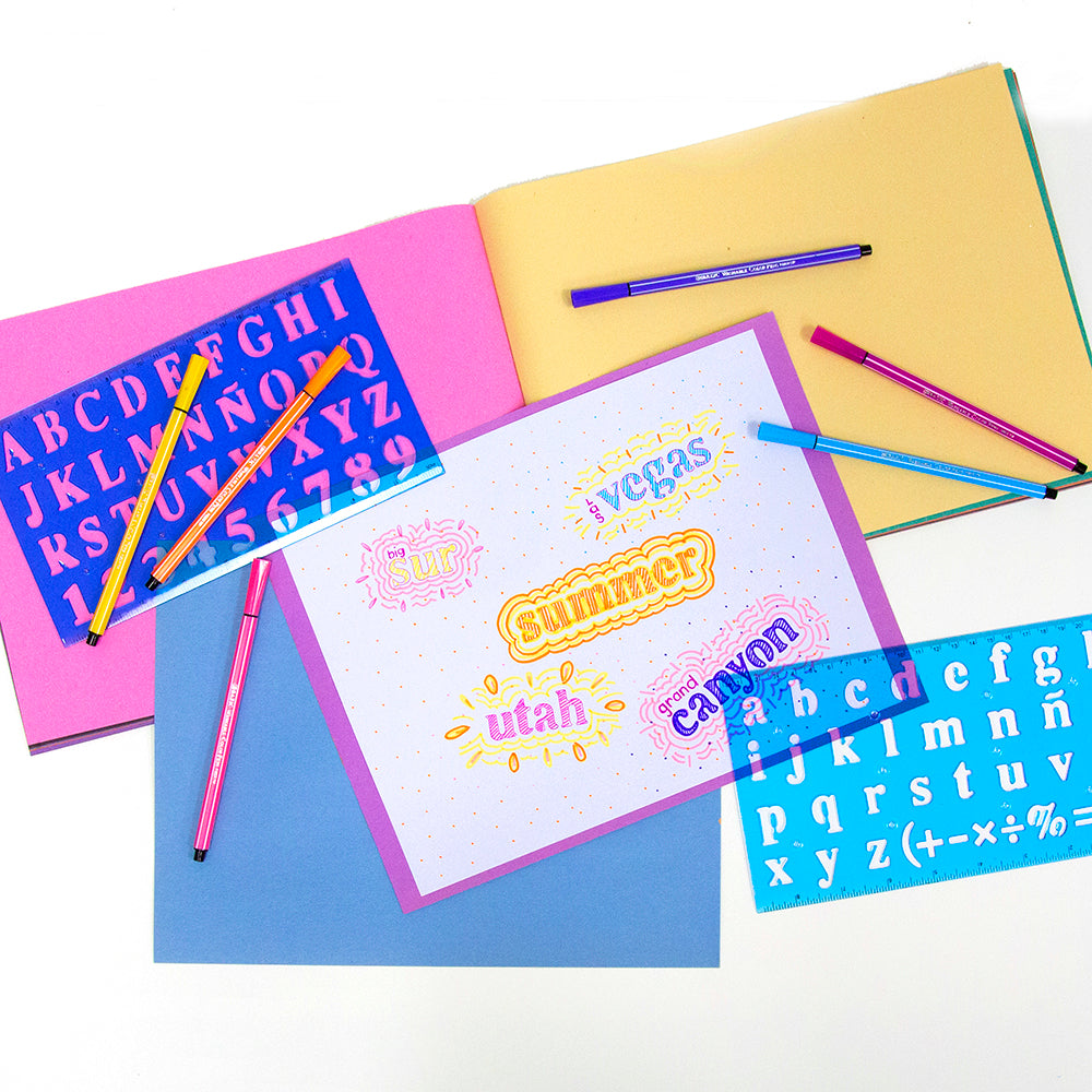 BAZIC 20mm Size Lettering Stencil Ruler Sets