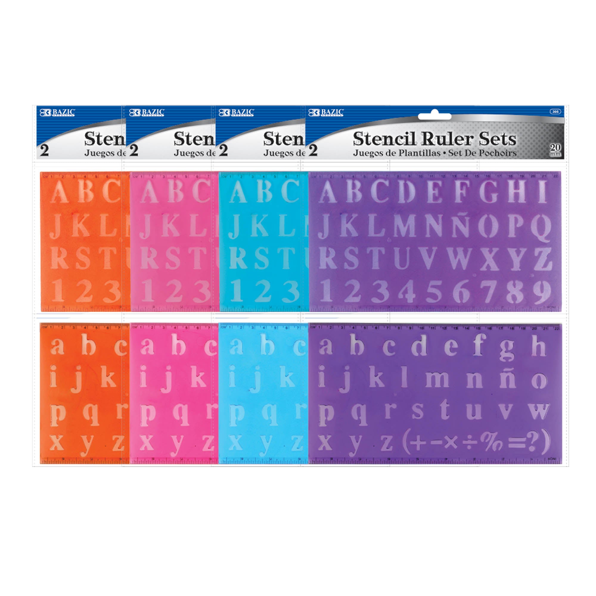 BAZIC 20mm Size Lettering Stencil Ruler Sets