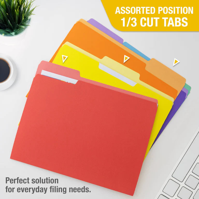 BAZIC 1/3 Cut Letter Size Color File Folder