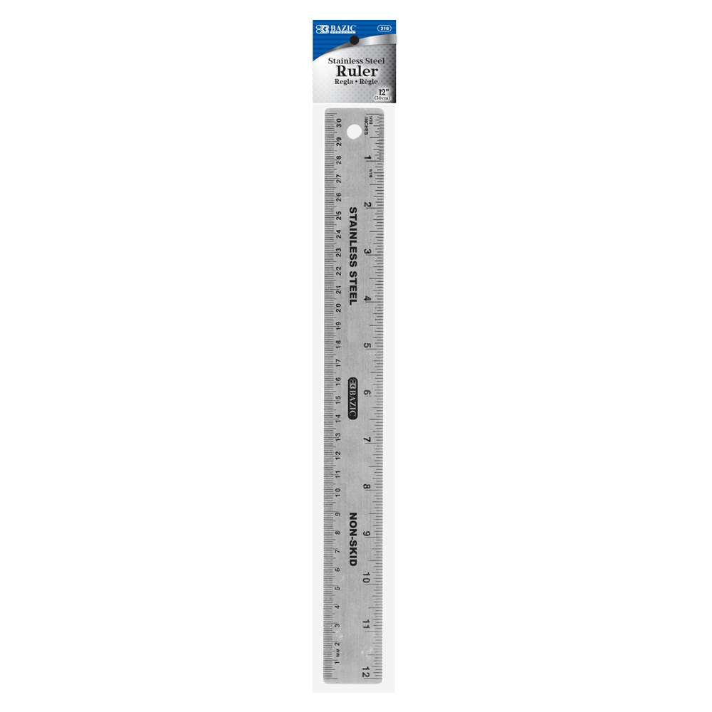 BAZIC 12" (30cm) Stainless Steel Ruler w/ Non