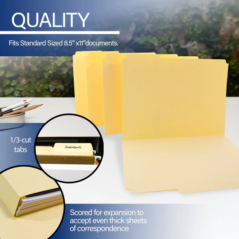 BAZIC 1/3 Cut Letter Size Manila File Folder 100pc