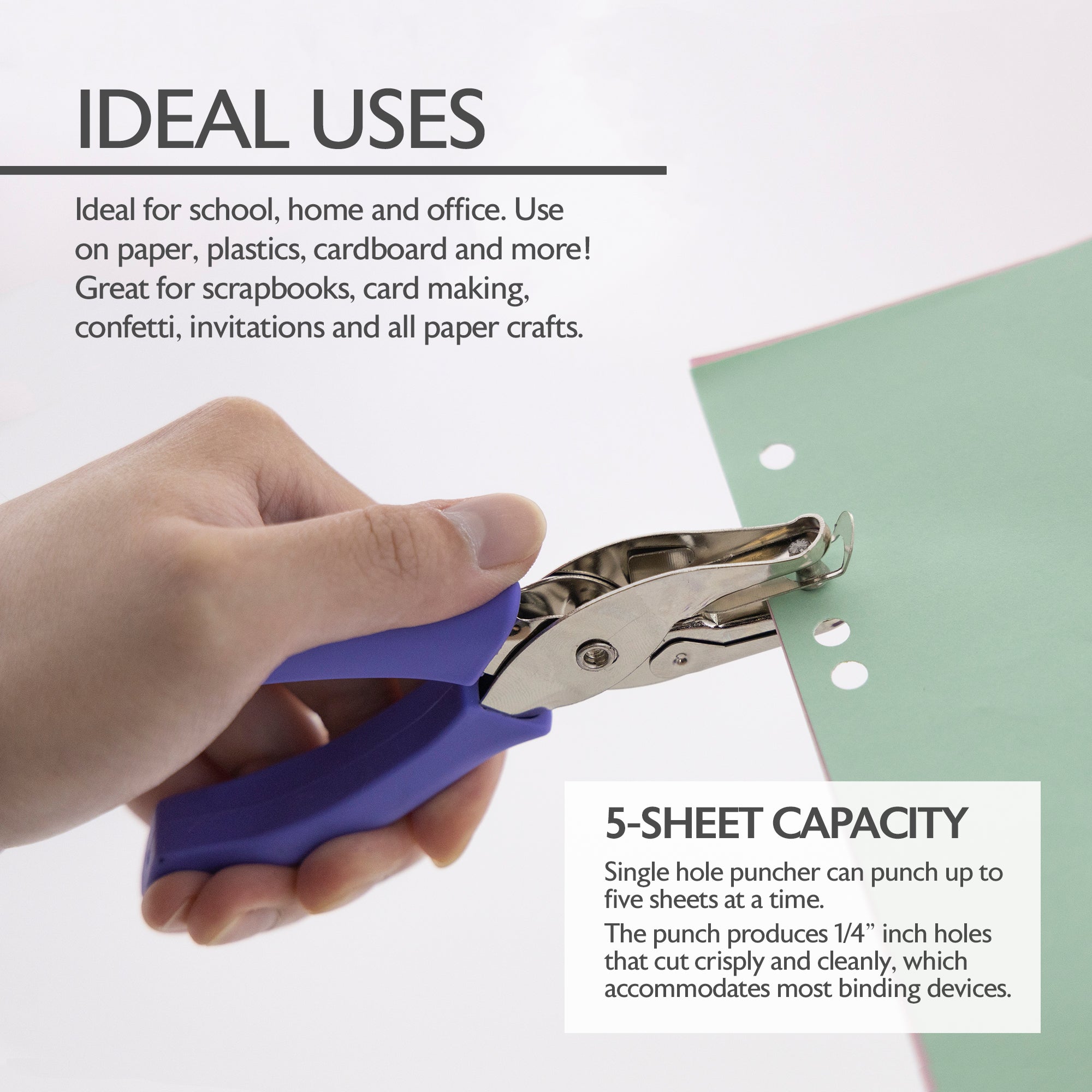 BAZIC Premium Single Hole Paper Punch w/