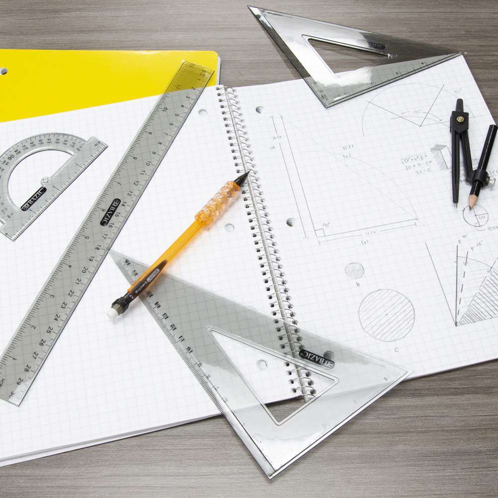 BAZIC 4-Piece Geometry Ruler Combination Sets
