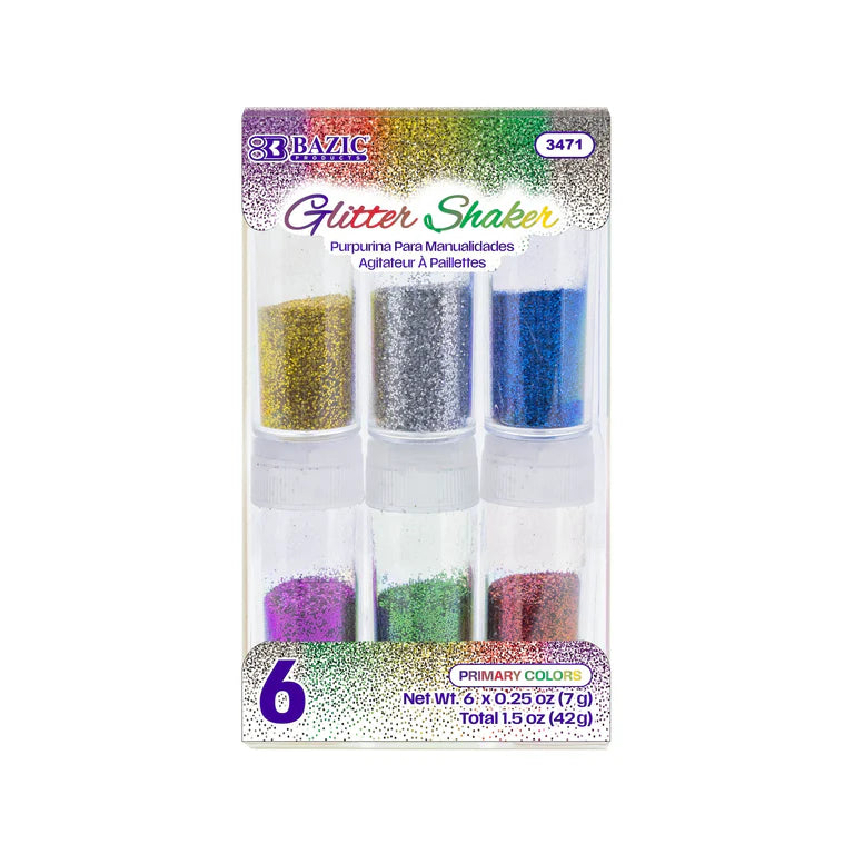 BAZIC 0.25 oz (7g) 6 Primary Color Glitter