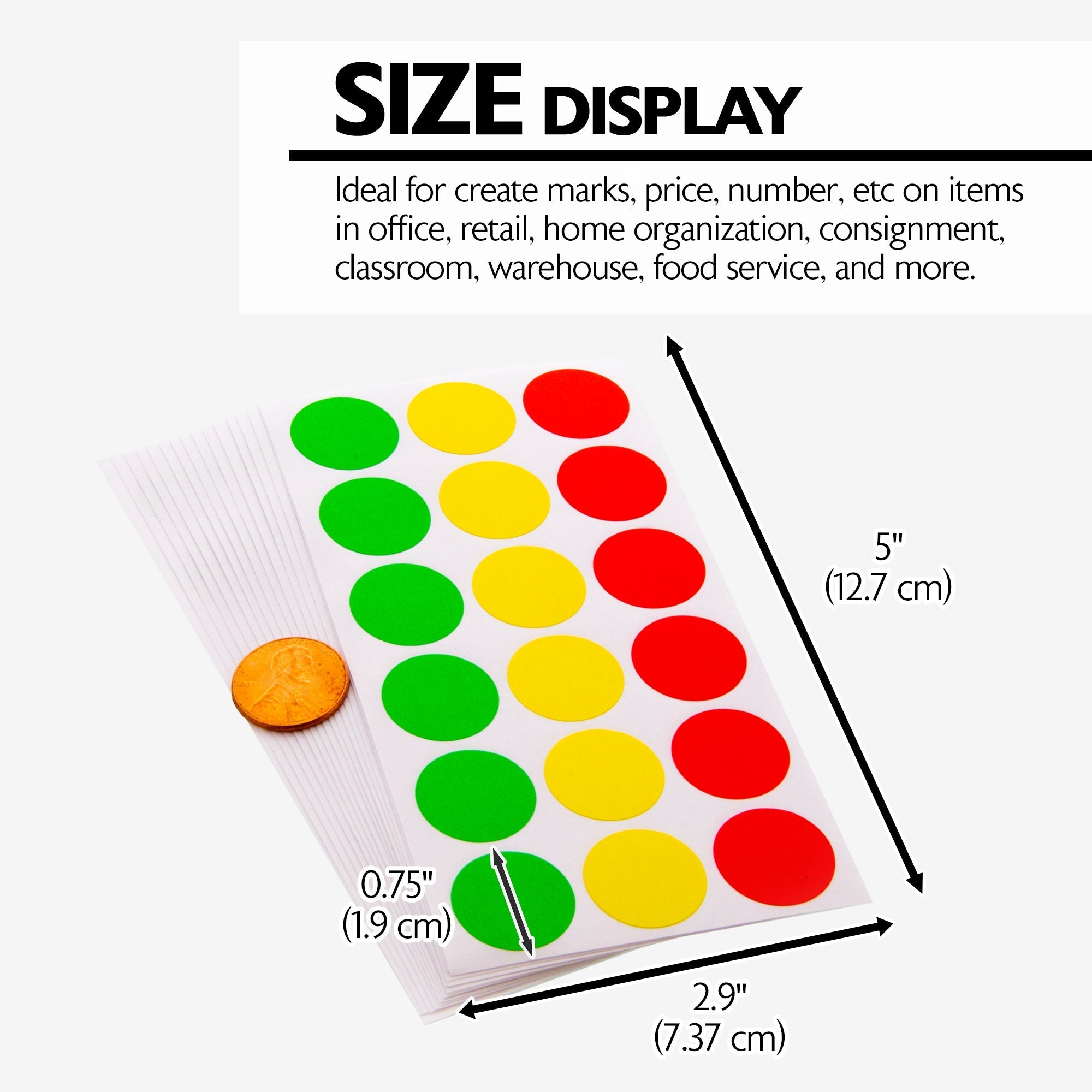 BAZIC Assorted Color 3/4" Round Label
