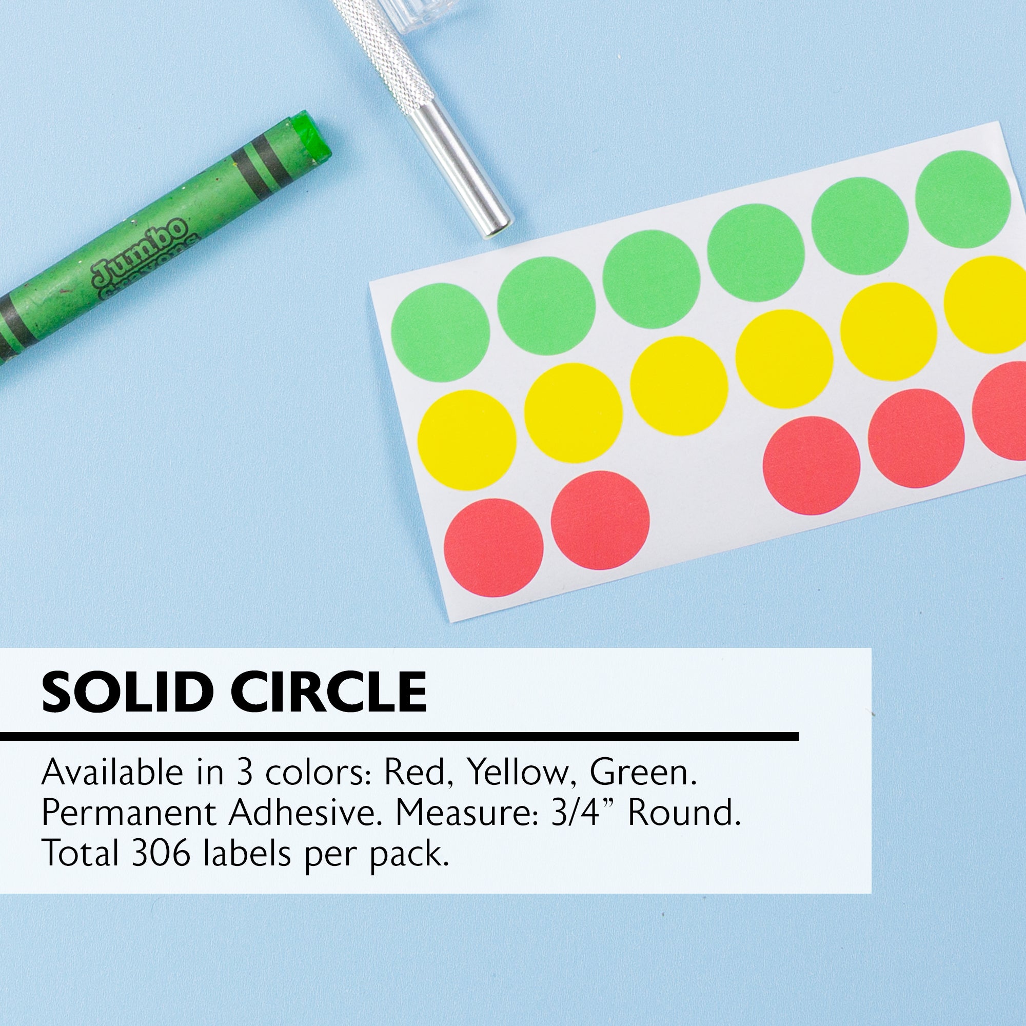 BAZIC Assorted Color 3/4" Round Label