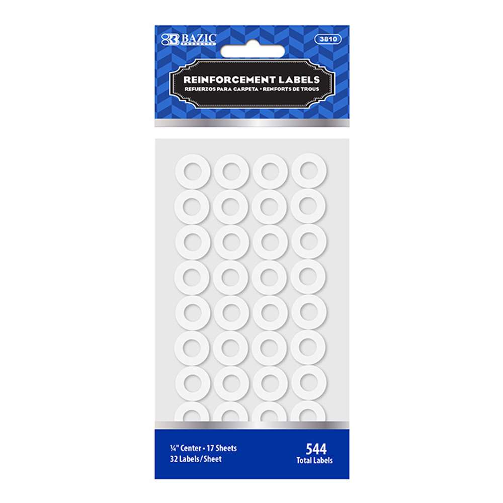 BAZIC White Round Reinforcement Label