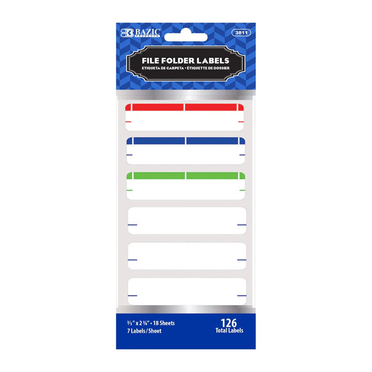 Assorted Color File Folder Label