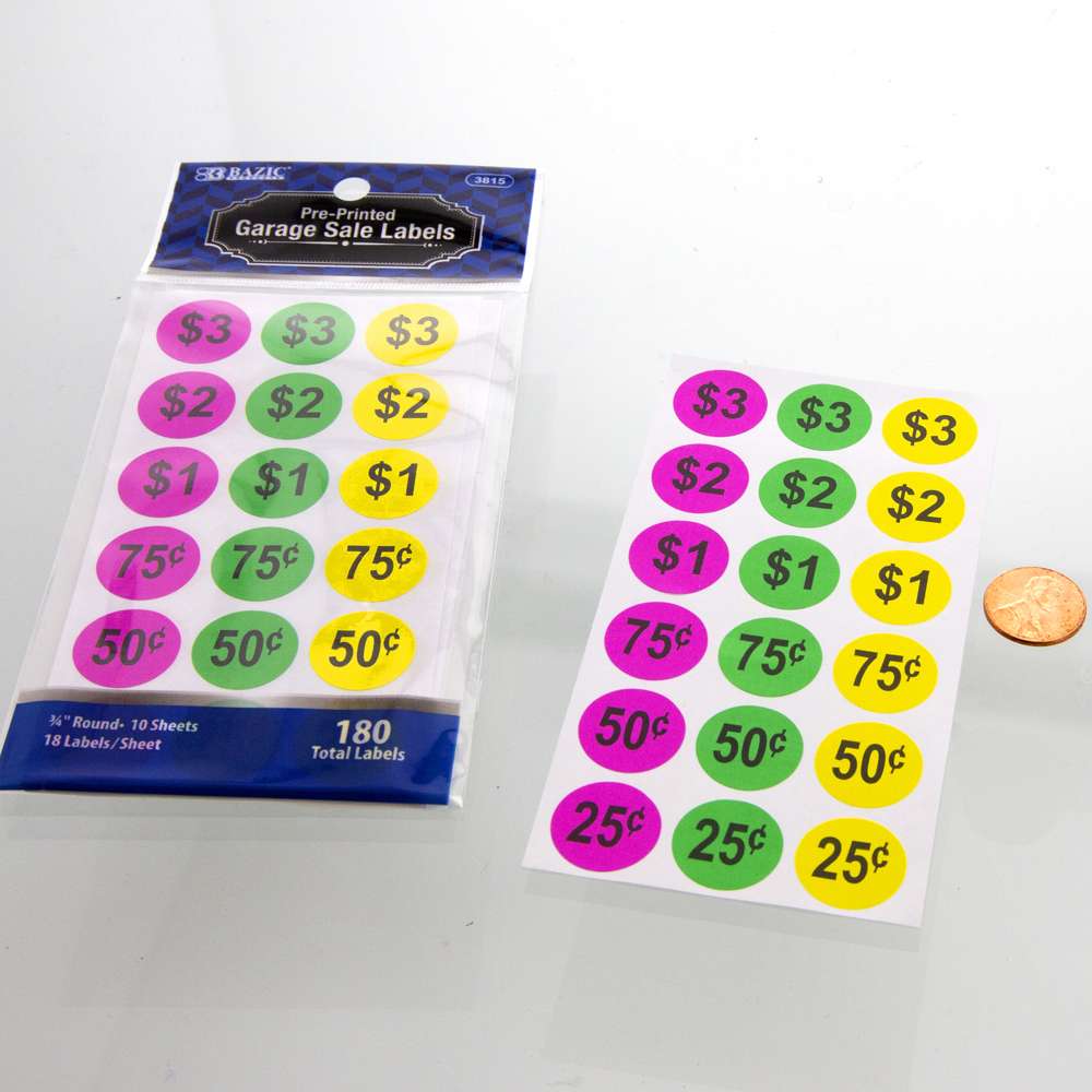 BAZIC Garage Sale Label (180/Pack)