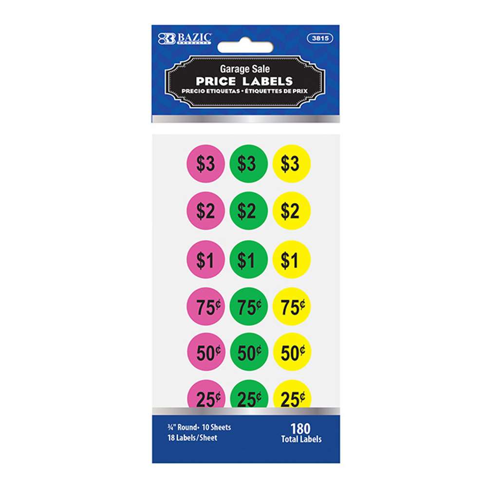 BAZIC Garage Sale Label (180/Pack)