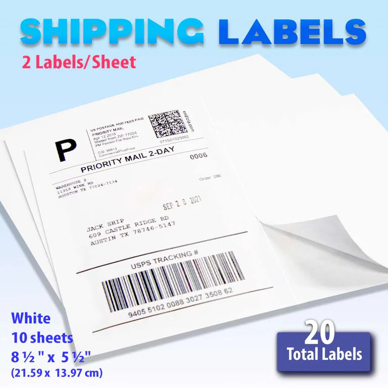 BAZIC 8.5" X 5.5" Shipping Labels (20/Pack)