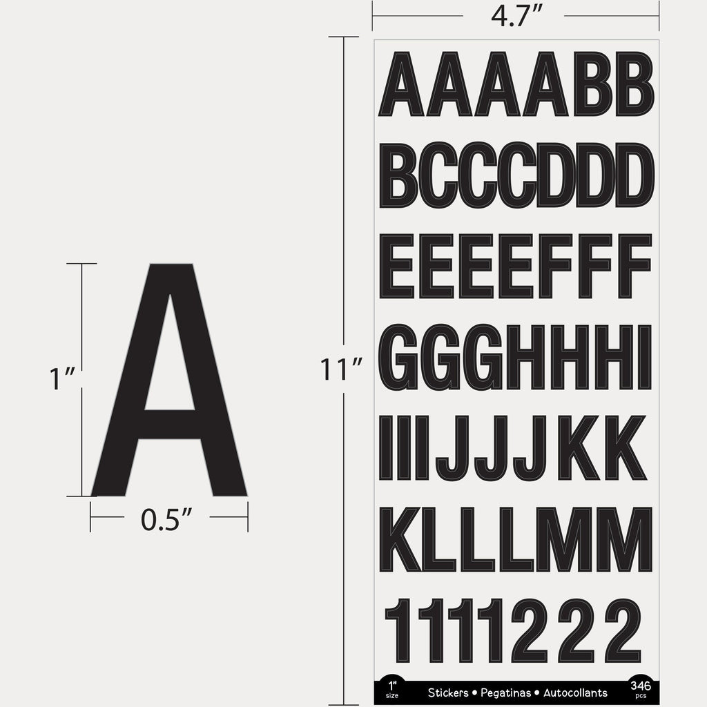 BAZIC 1" Black Color Alphabet & Numbers