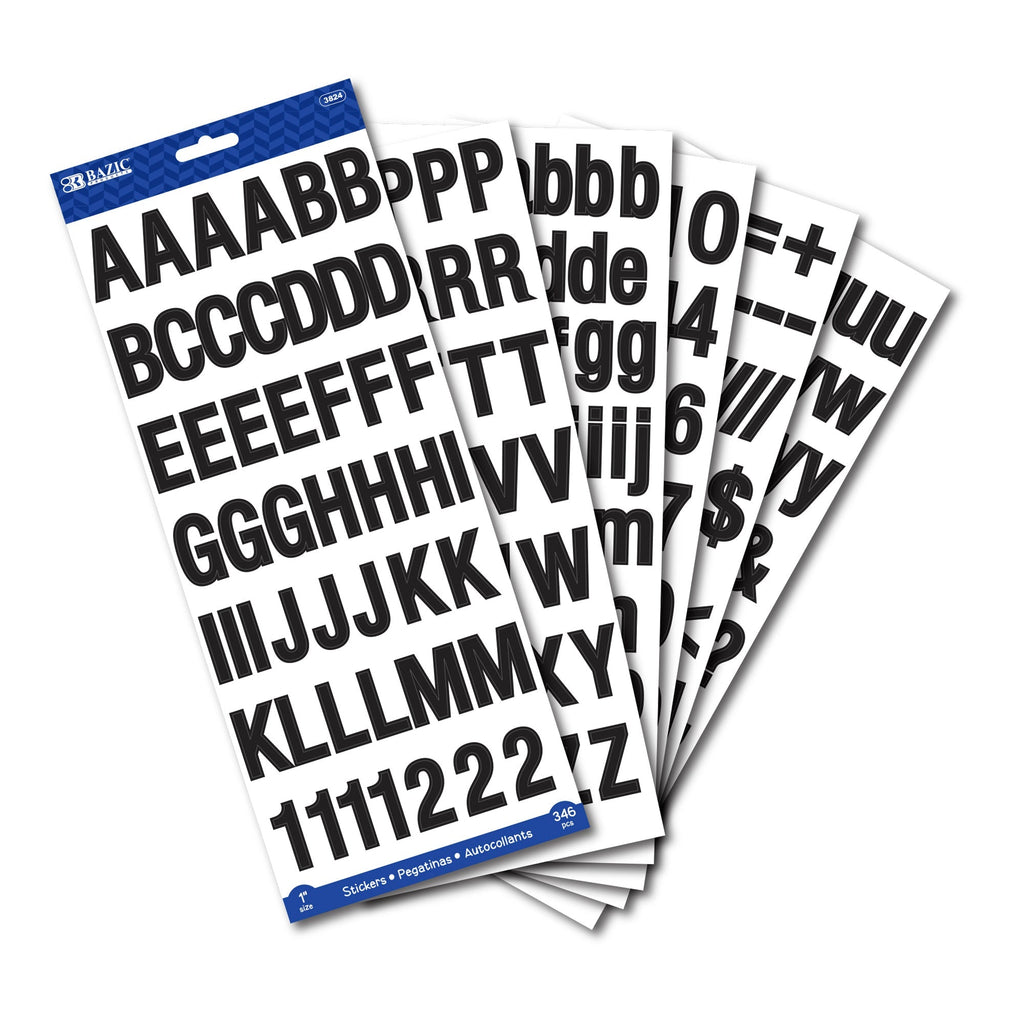 BAZIC 1" Black Color Alphabet & Numbers