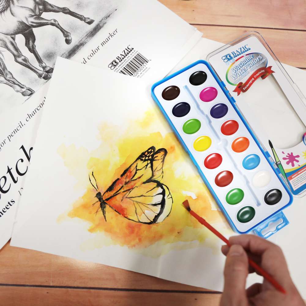 BAZIC 16 Ct. Semi Moist Watercolor w/ Brush