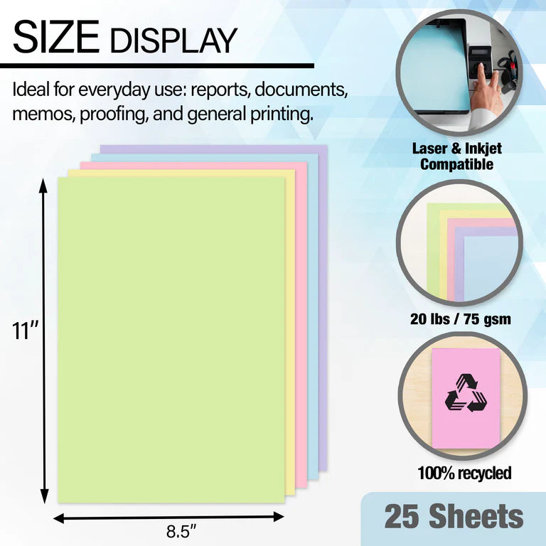 BAZIC 25 Ct. Pastel Color Multipurpose Paper