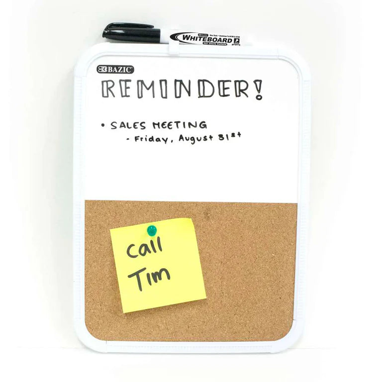 BAZIC 8.5" X 11" Dry Erase / Cork Combo Board