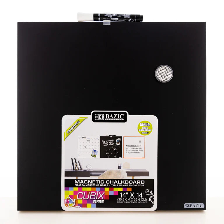 BAZIC 14" x 14" CUBIX Frameless Magnetic Chalkboard w/ Chalk Marker & Magnet
