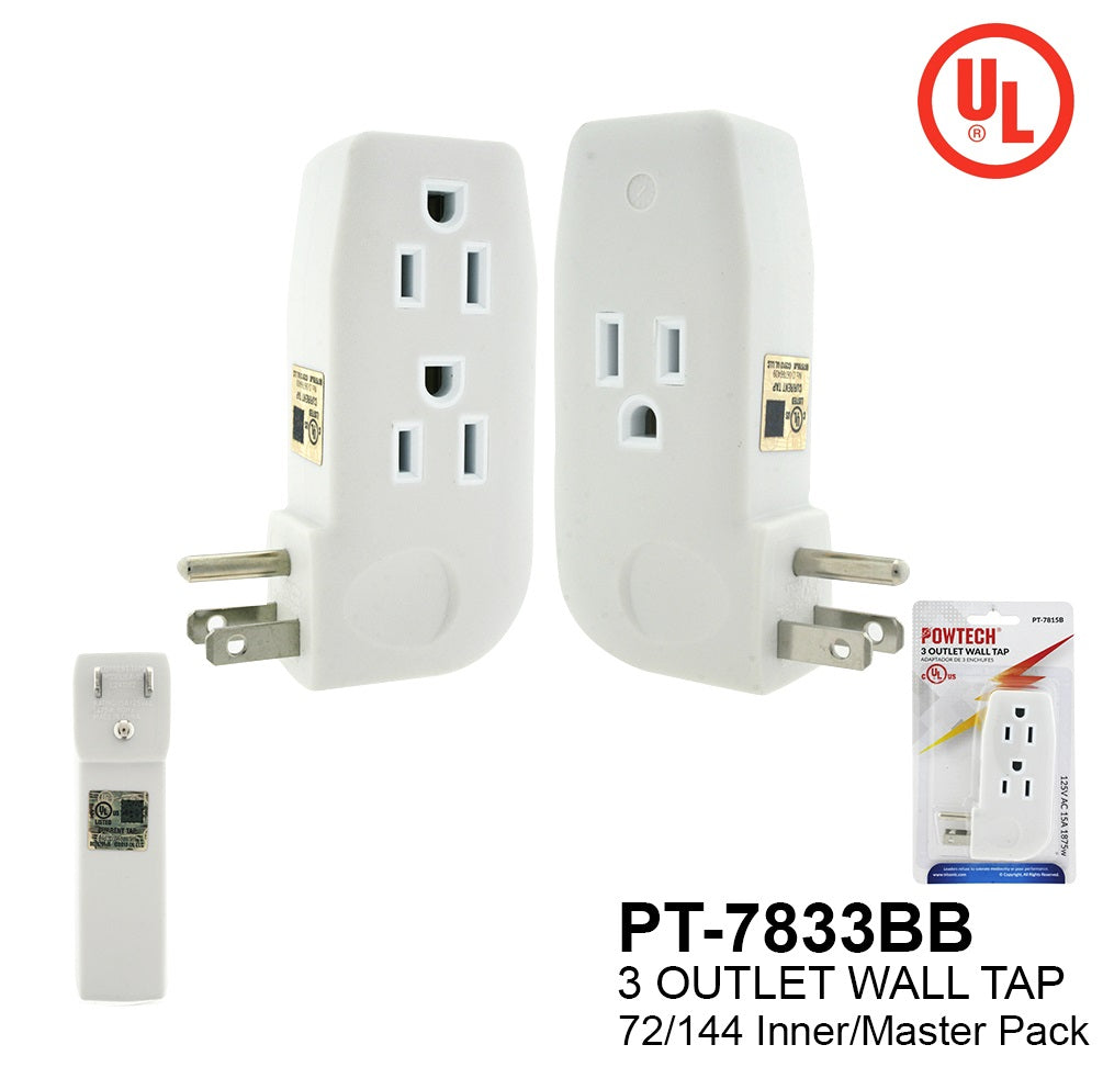 3 Outlet UL Wall Tap