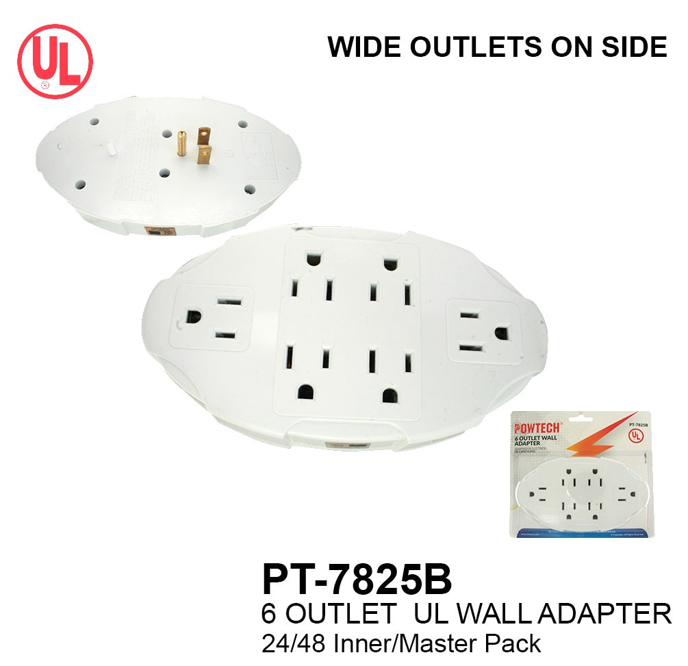 6 Outlet UL Wall Adapter