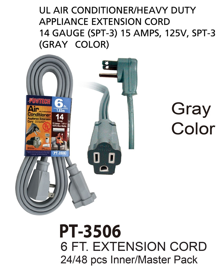 Gray UL Air Conditioner Cord (6 ft.)