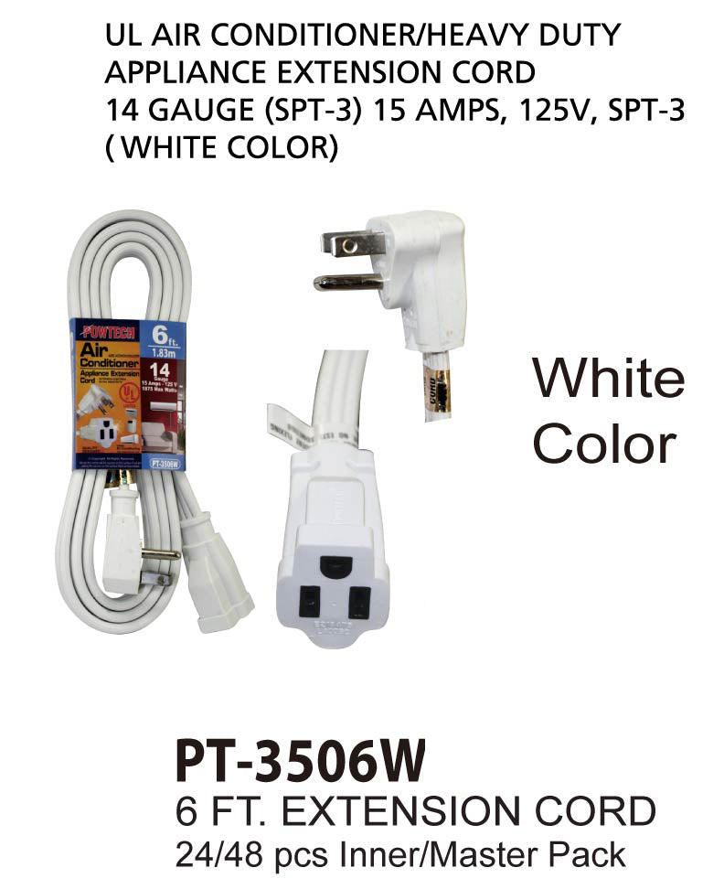 White UL Air Conditioner Cord (6 ft.)