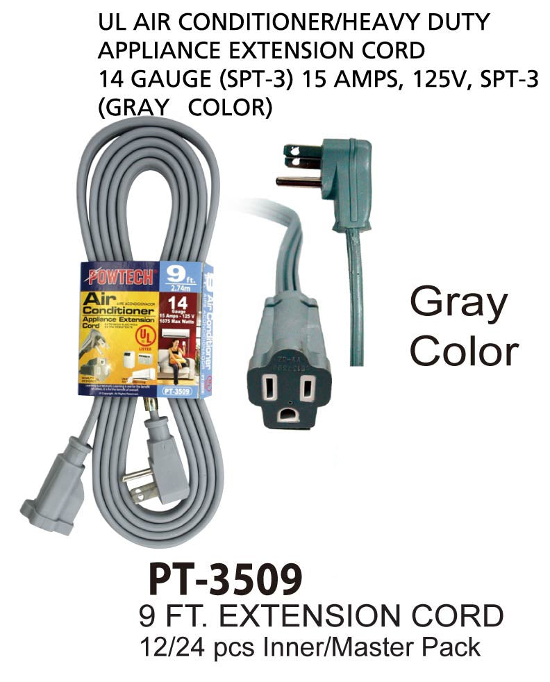 Gray UL Air Conditioner Cord (9 ft.)