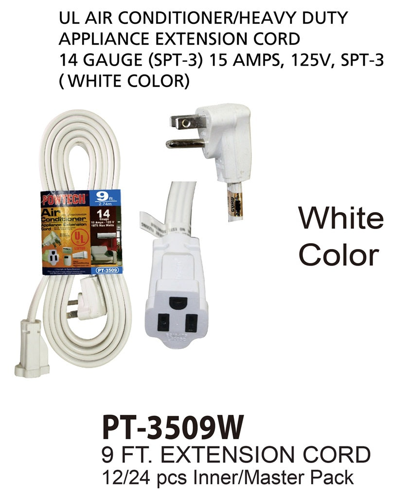 White UL Air Conditioner Cord (9 ft.)