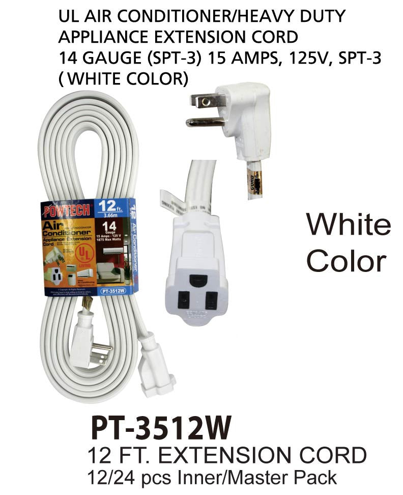 White UL Air Conditioner Cord (12 ft.)