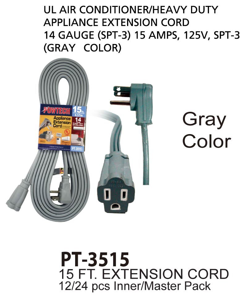 Gray UL Air Conditioner Cord (15 ft.)