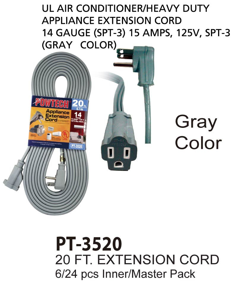 Gray UL Air Conditioner Cord (20 ft.)