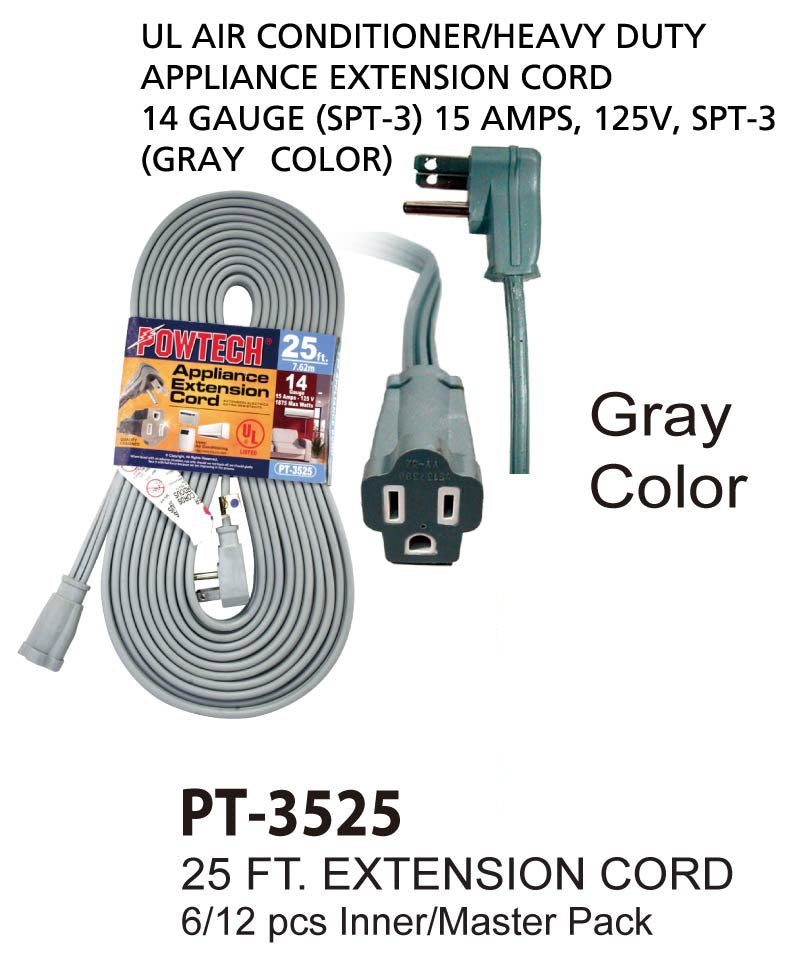 Gray UL Air Conditioner Cord (25 ft.)