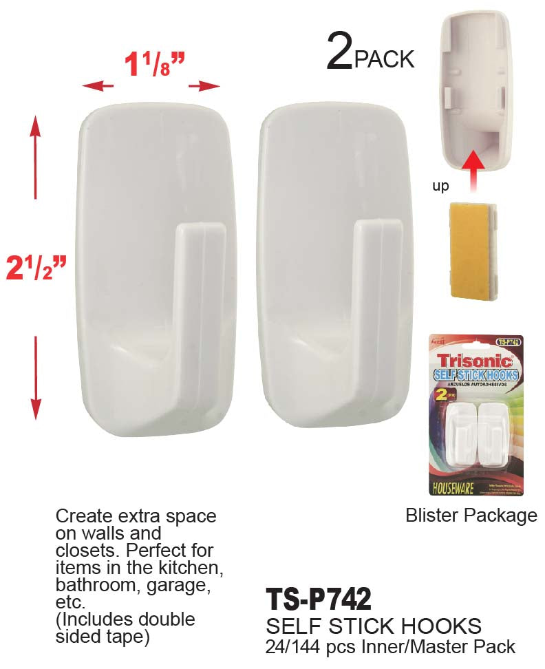 Large Rectangular Hooks (2 Pack)