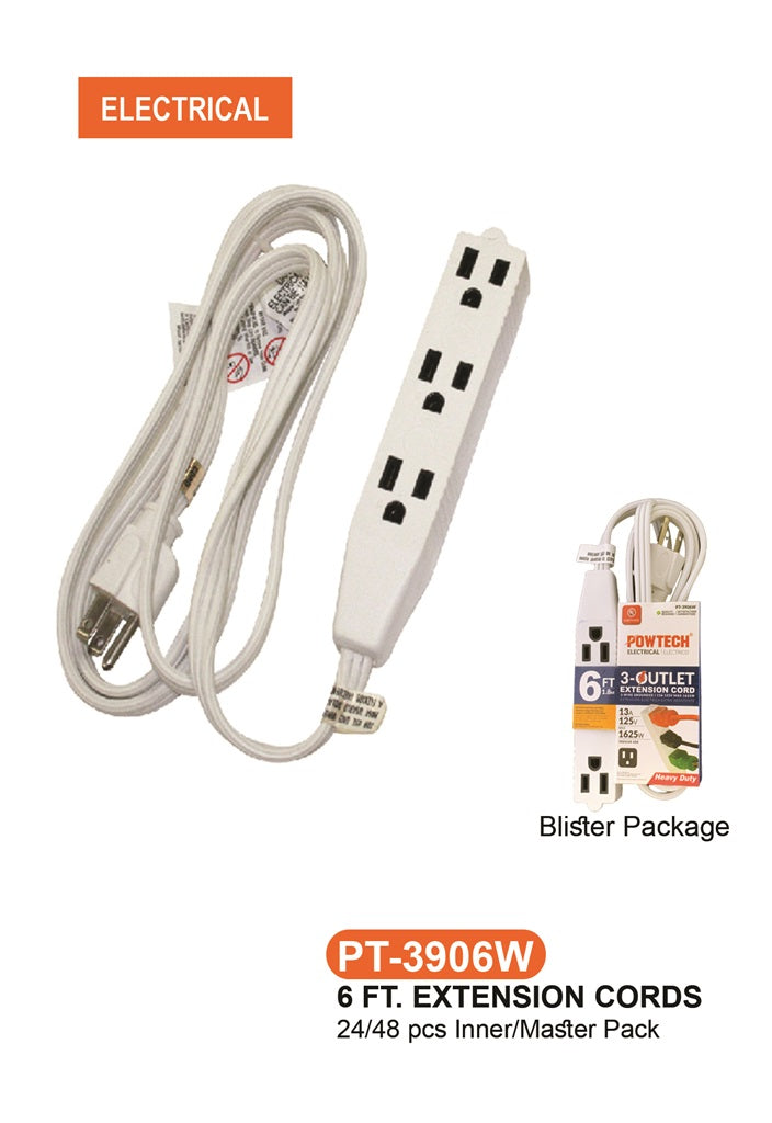 3 Outlet UL Banana Extension Cord (6 ft.)