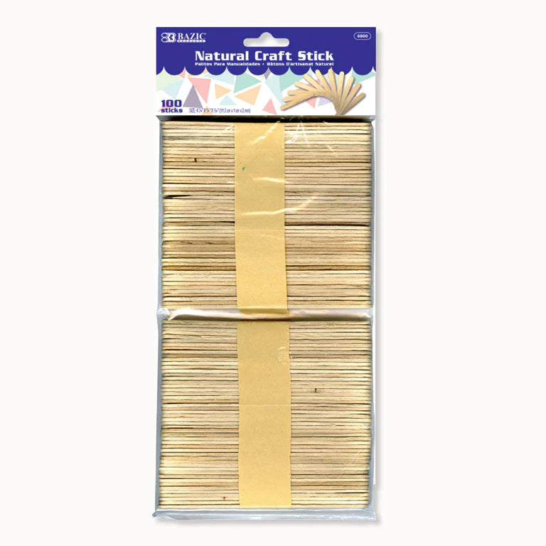 BAZIC Natural Craft Stick (100/Pack)