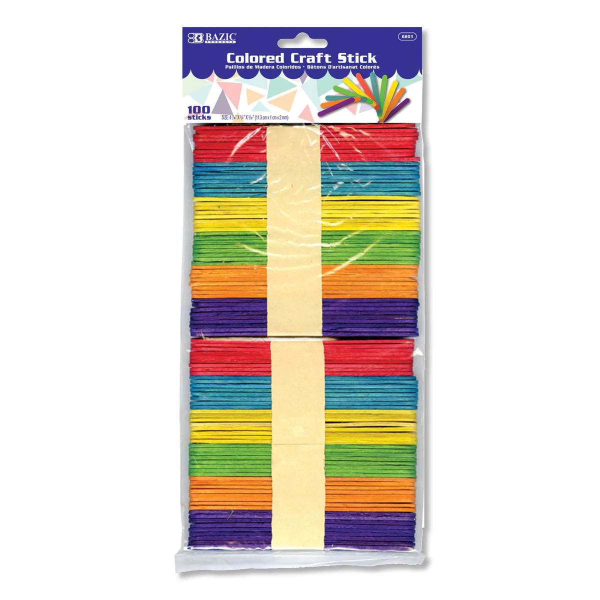 BAZIC Colored Craft Stick (100/Pack)