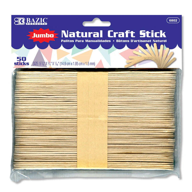 BAZIC Jumbo Natural Craft Stick (50/Pack)