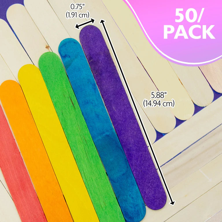 BAZIC Jumbo Colored Craft Stick (50/Pack)