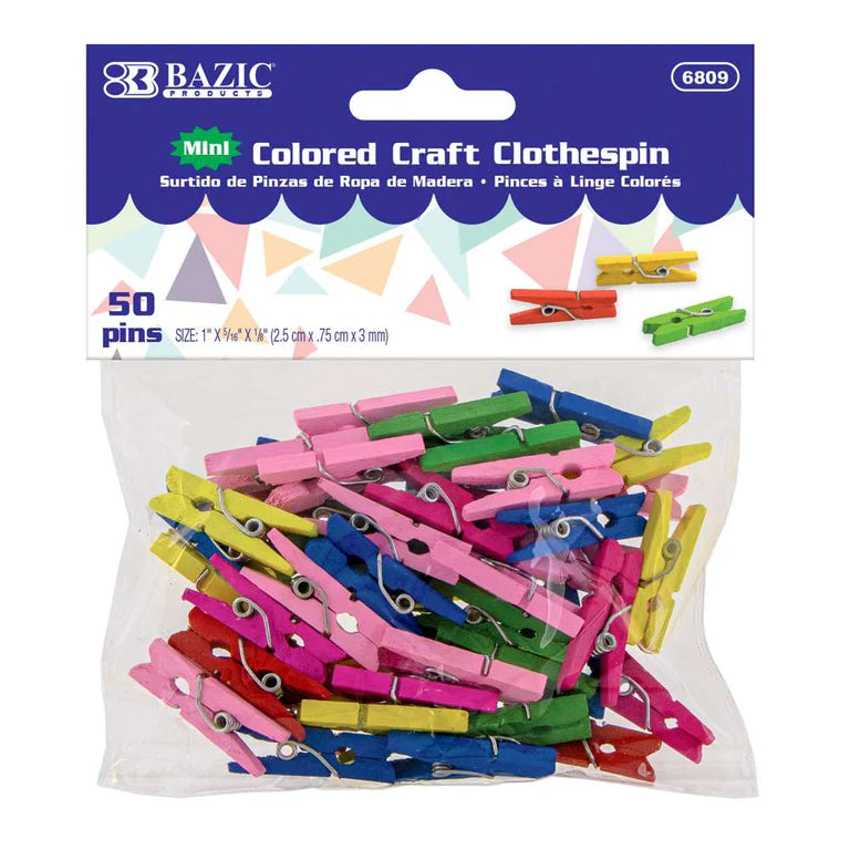 BAZIC Mini Colored Clothes Pin (50/Pack)