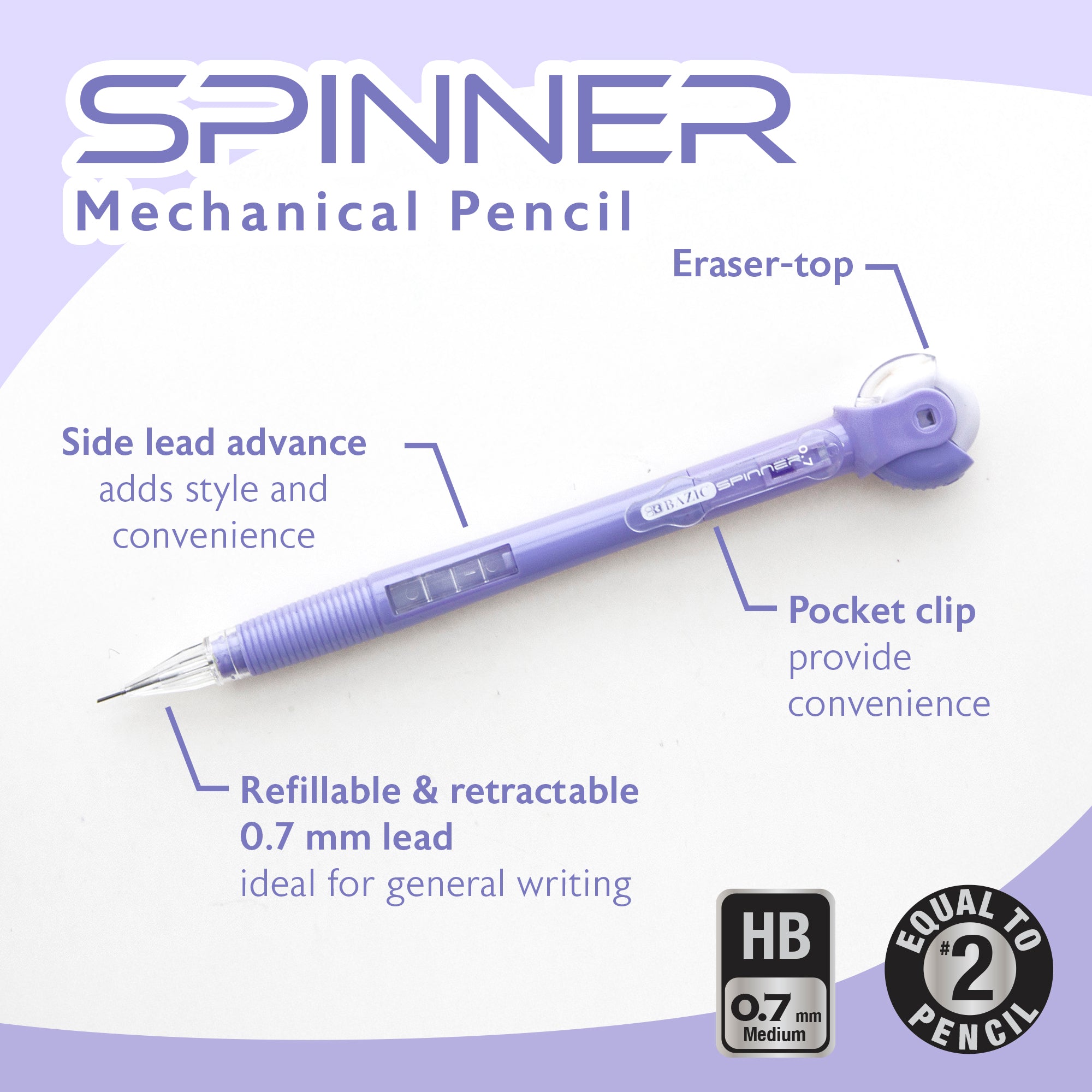 BAZIC Spinner Top Eraser 0.5 mm Mechanical