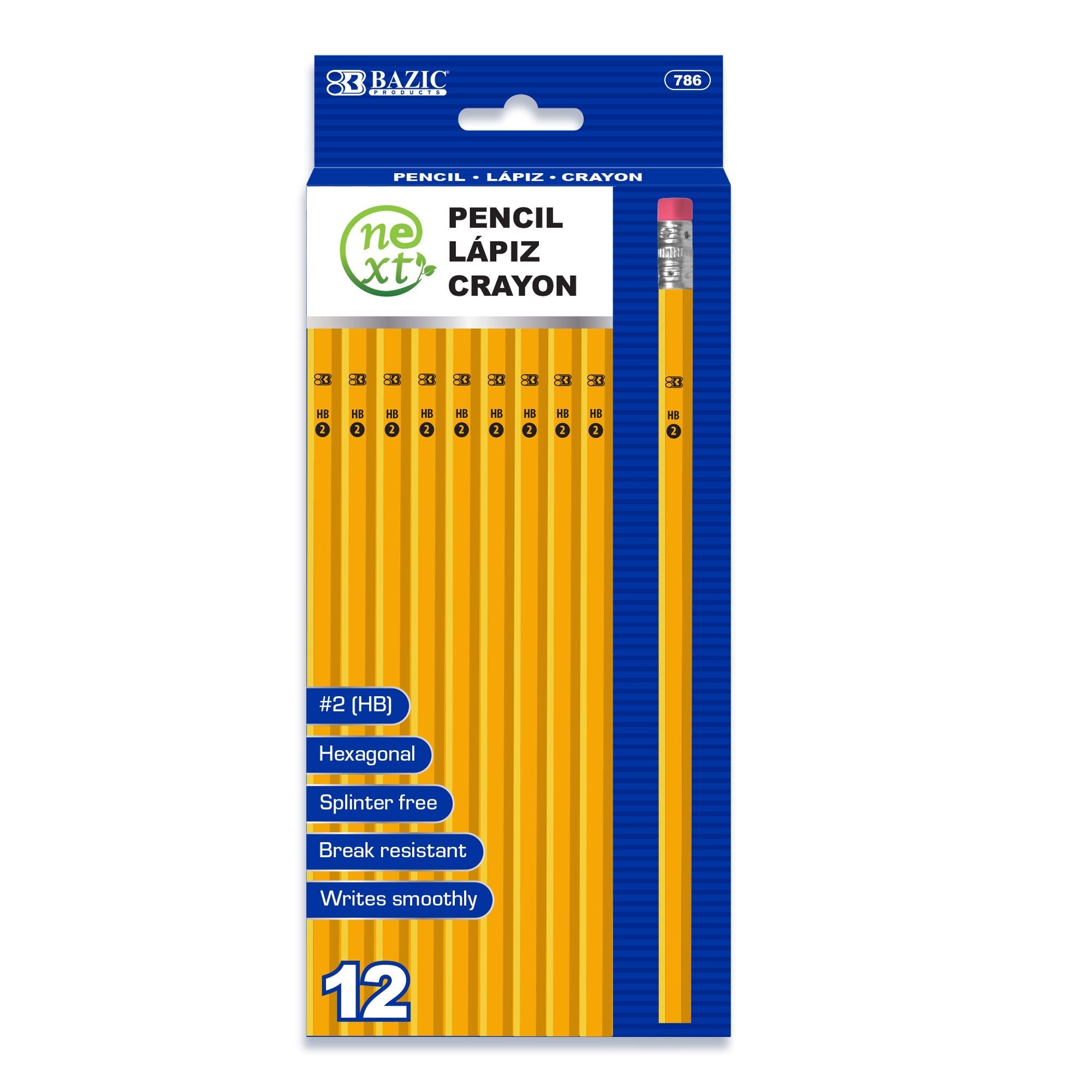BAZIC Next #2 Yellow Pencil (12/Pack)