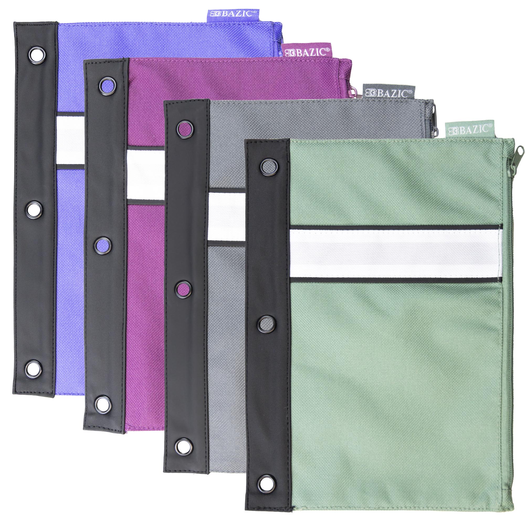 BAZIC Assorted Color 3-Ring Pencil Pouch