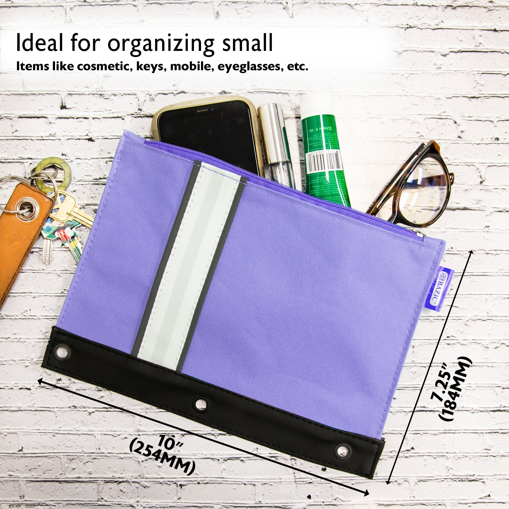 BAZIC Assorted Color 3-Ring Pencil Pouch