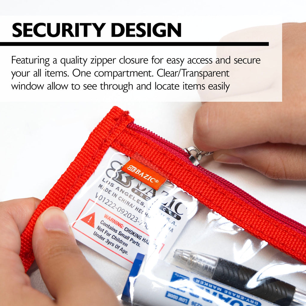 BAZIC 11.5" x 6.5" 3-ring Clear Pencil Pouch
