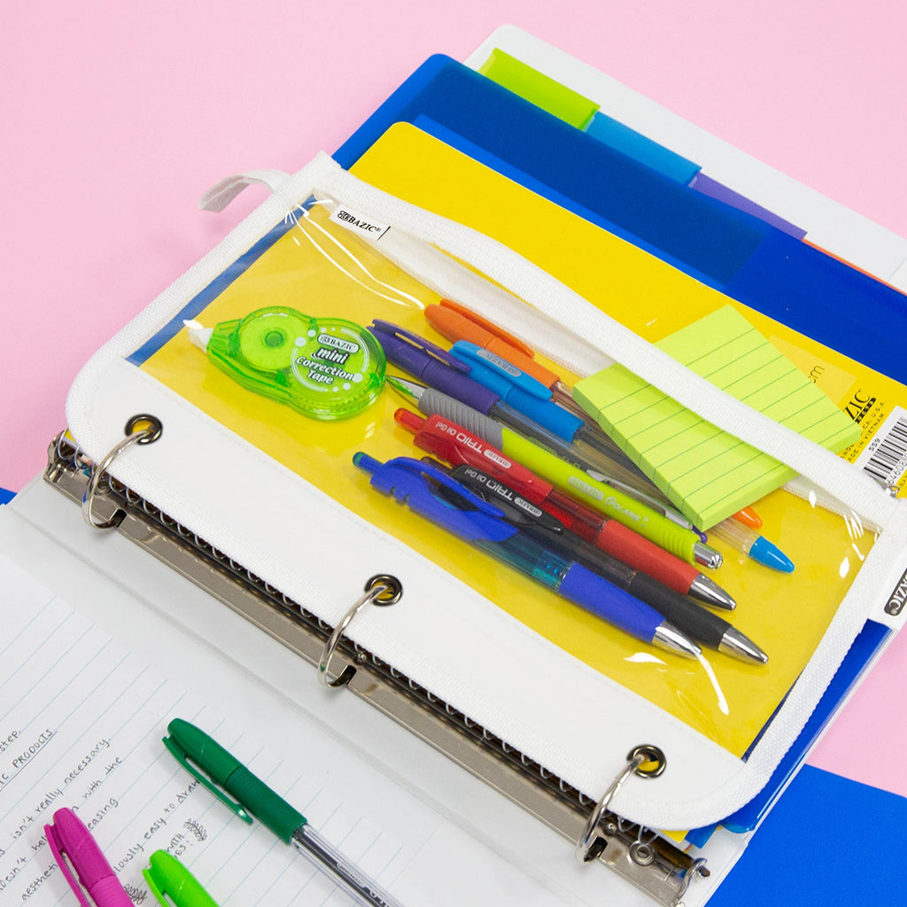 BAZIC 11.5" x 6.5" 3-ring Clear Pencil Pouch