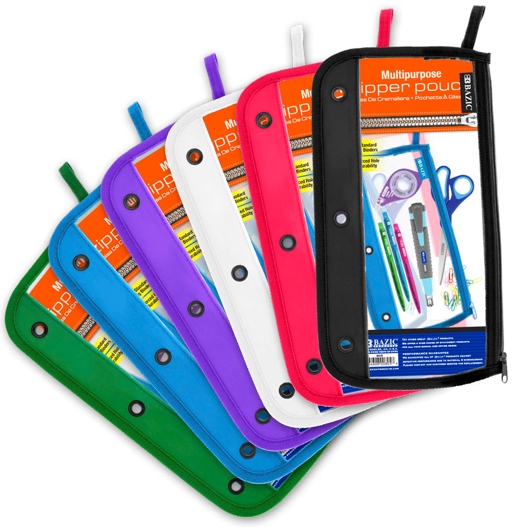 BAZIC 11.5" x 6.5" 3-ring Clear Pencil Pouch