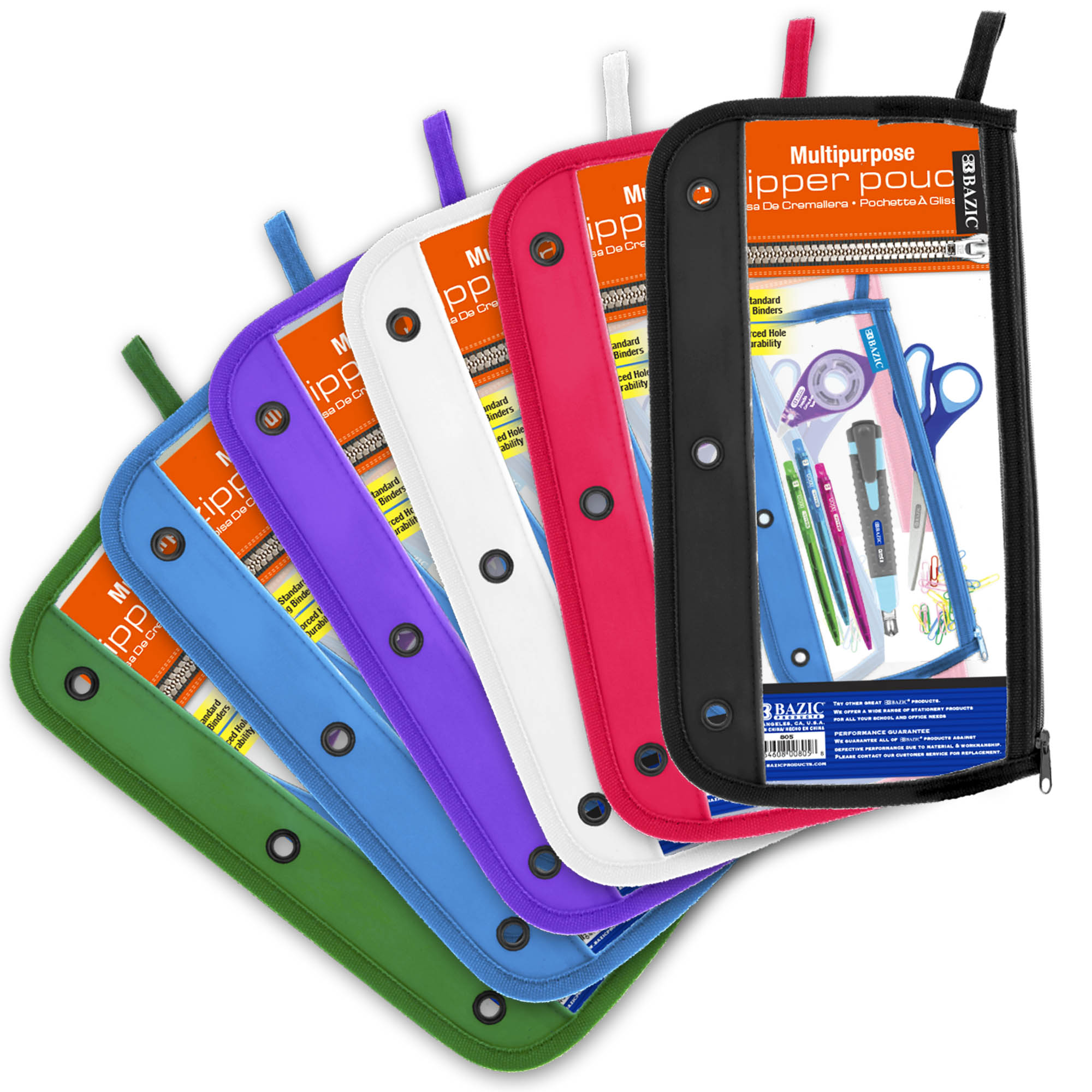 BAZIC 11.5" x 6.5" 3-ring Clear Pencil Pouch