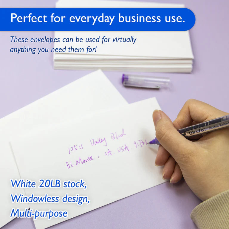 BAZIC #6 3/4 White Envelopes w/ Gummed